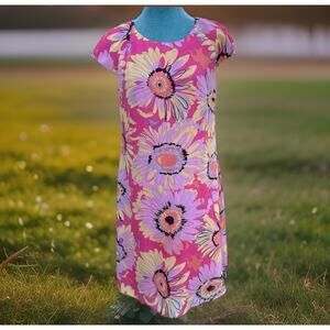 Chris McLaughlin Shift Dress Women 6 A-Line fully lined Flower Power 70s Vibe